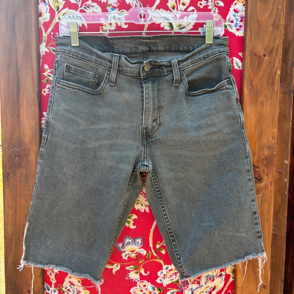 Levi's Grey‎ Cut Off Biker Bermuda Denim Shorts Waist Size 30